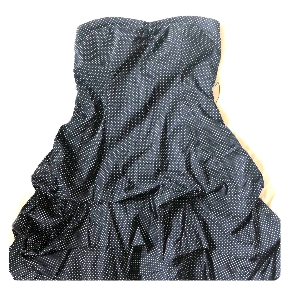 Strapless navy blue with white dot ModCloth dress